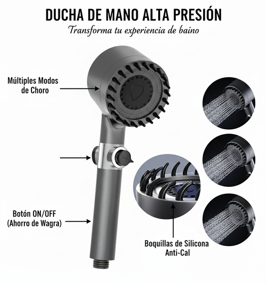 CABEZAL DE DUCHA 4 EN 1 C/FLEXIBLE